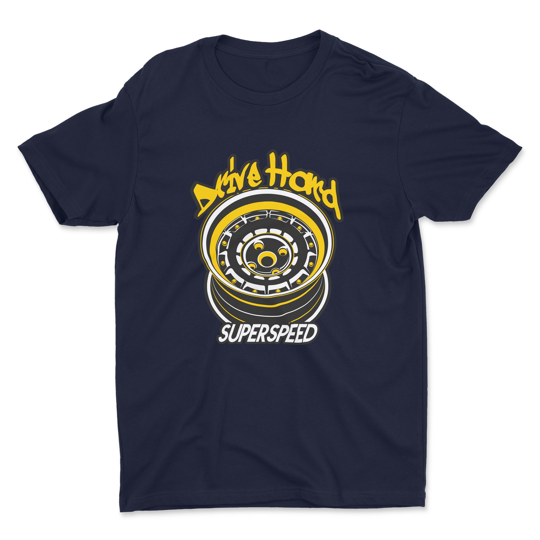 Drive Hard Super Speed - Car T-Shirt - Navy.