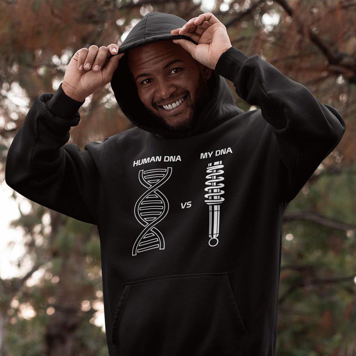 Human DNA vs My DNA - Car Hoodie - Black Mockup