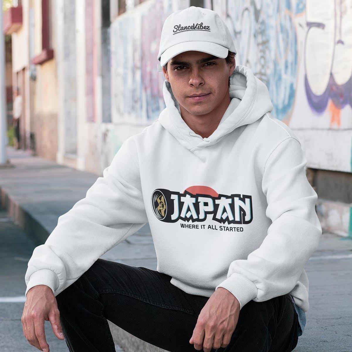 Japan - Where It All Started - Car Hoodie - White. Mockup.