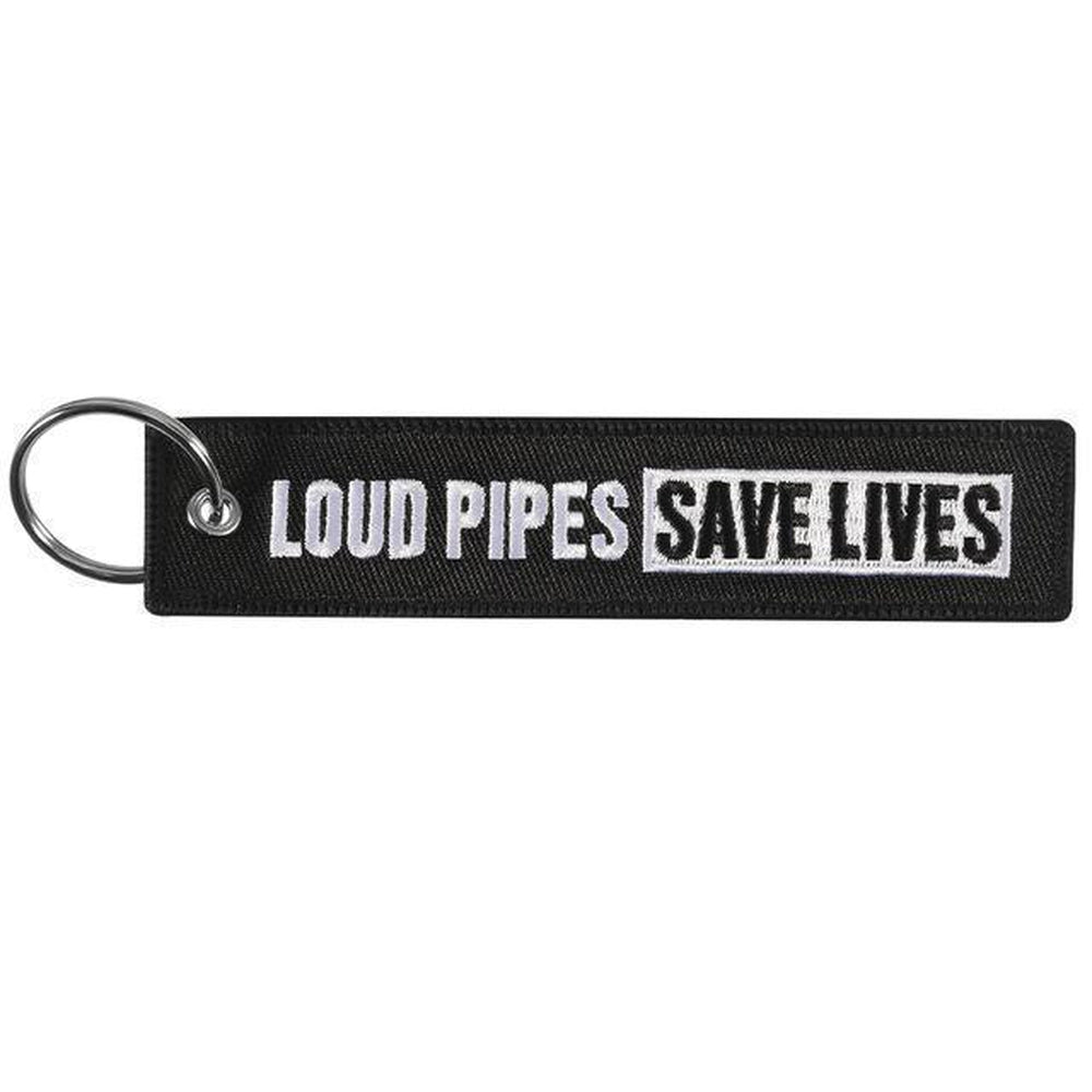 Loud Pipes Save Lives - Car Key Tag - Embroidered on both sides - Car and JDM Accessories