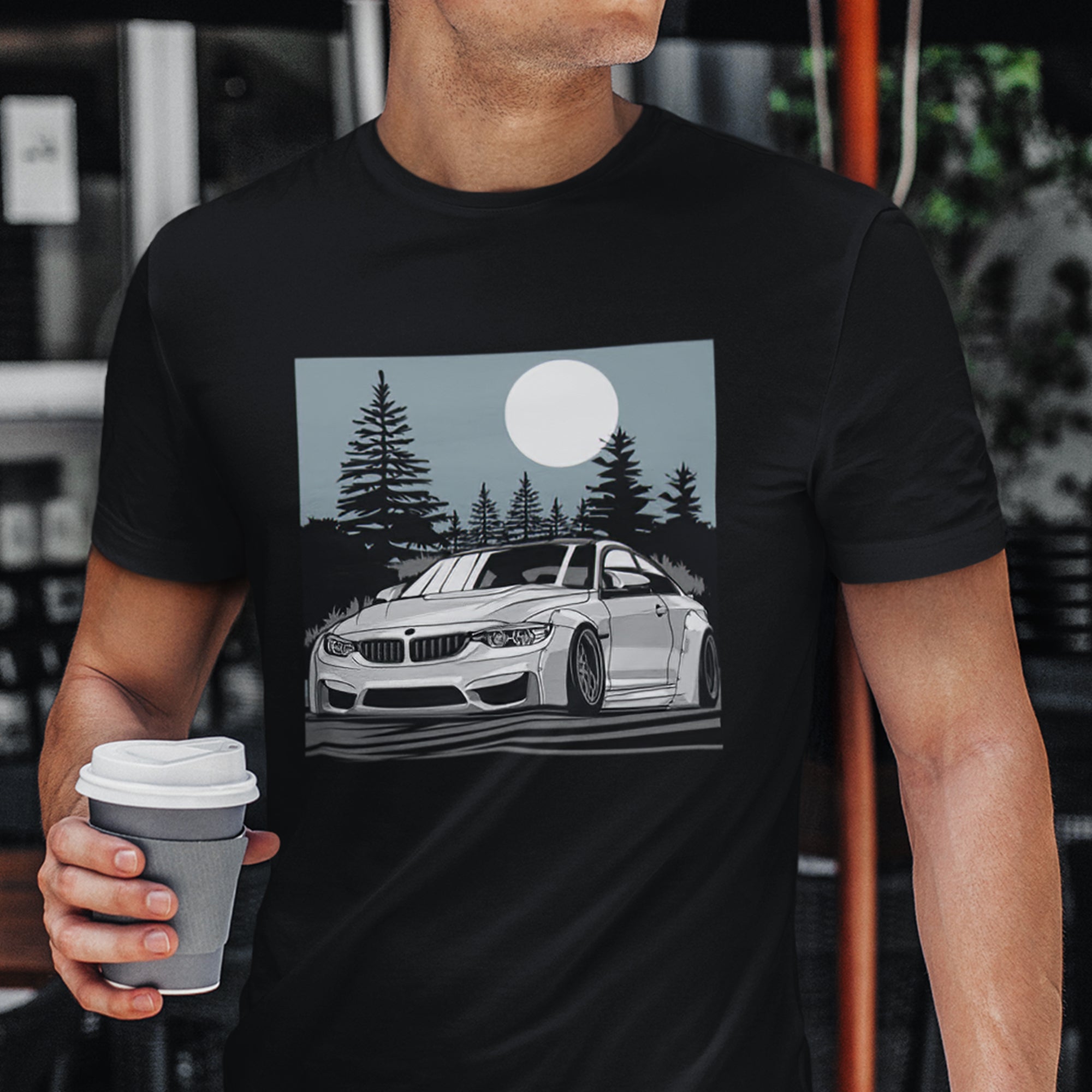 Man wearing BMW M4 Car T-Shirt Black
