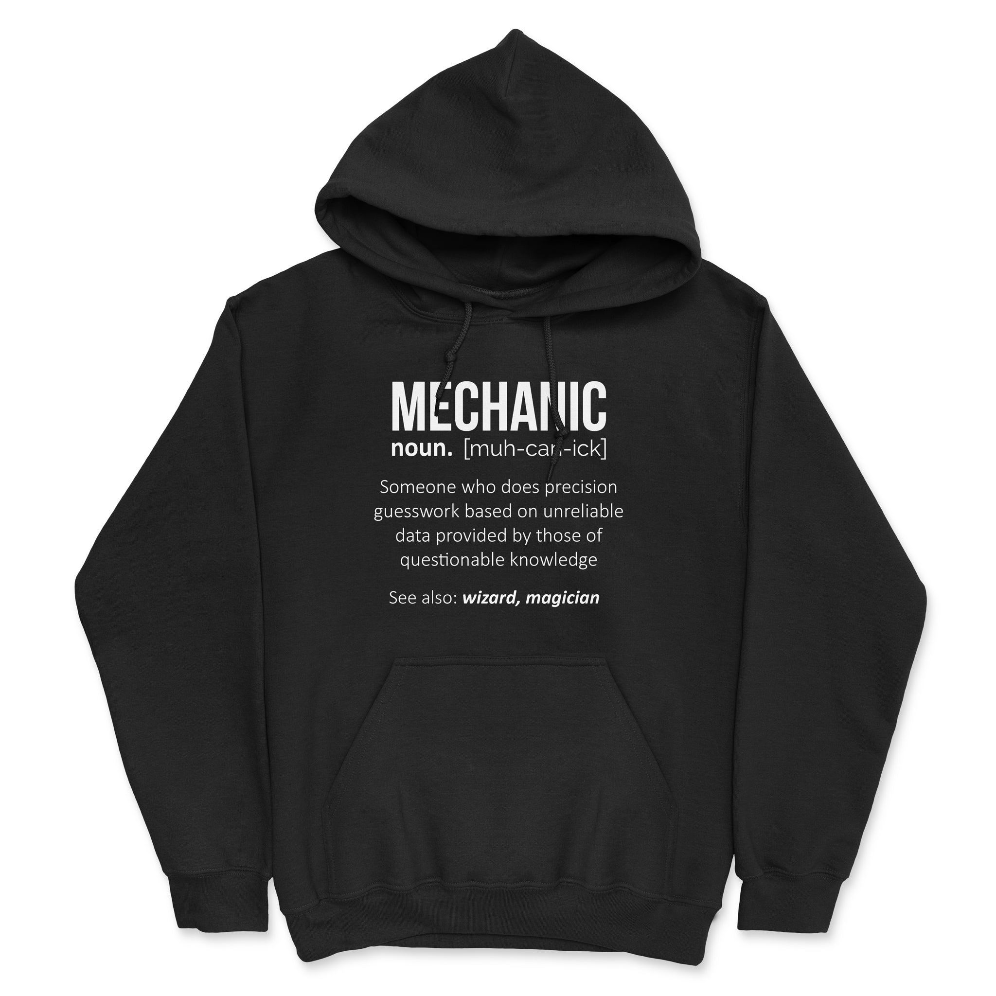 Mechanic Wizard Magician Car Hoodie in black.