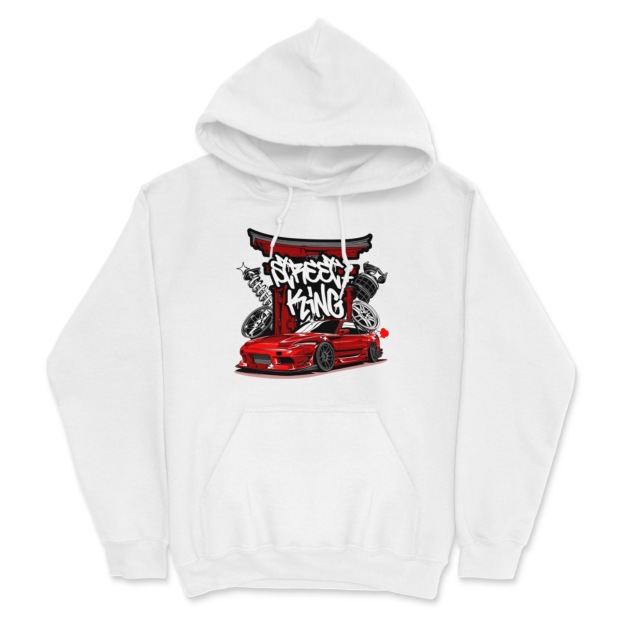 Nissan 180SX S13 Street King Car Hoodie in White.