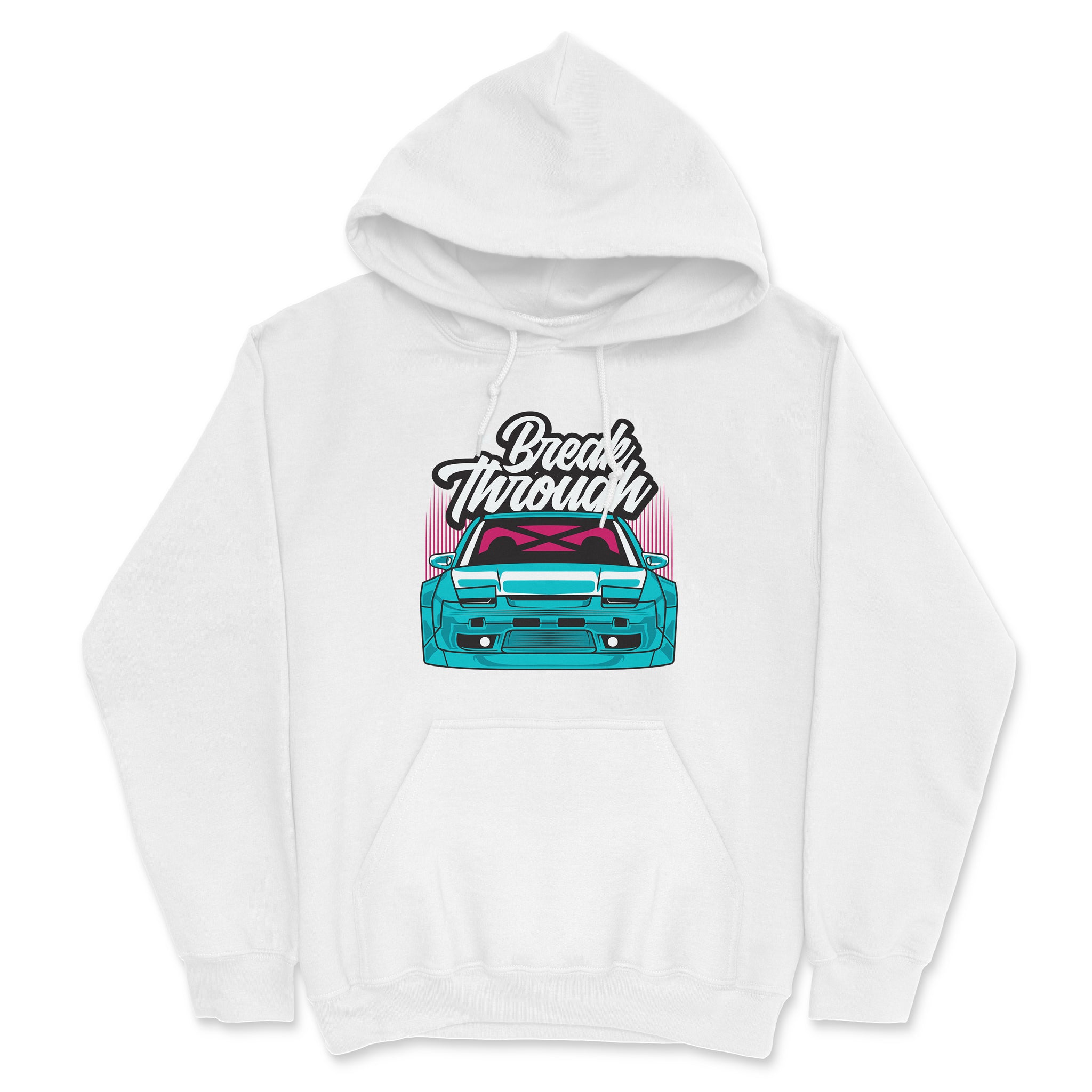 Nissan 240SX S13 Break Through - Car Hoodie - White.