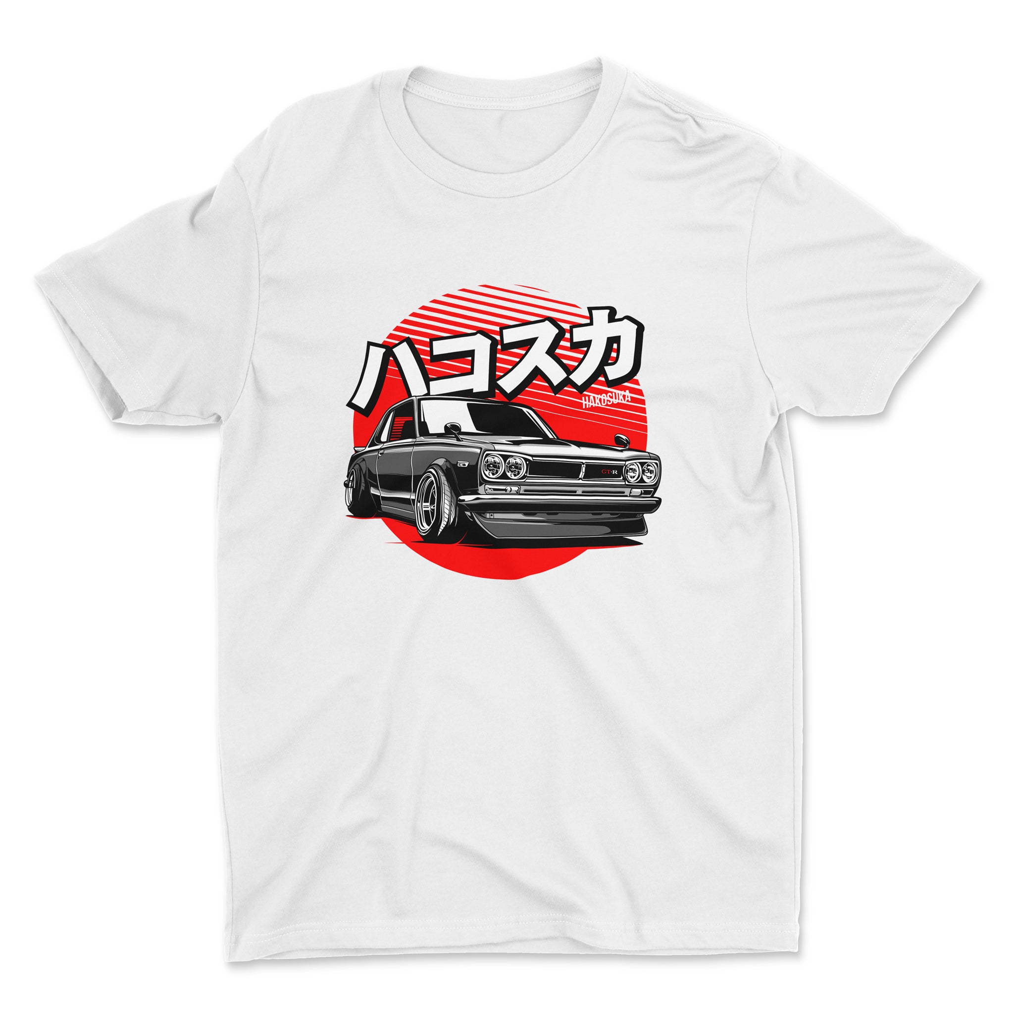 Nissan Skyline GTR Hakosuka - Car T-Shirt - White. Mockup.