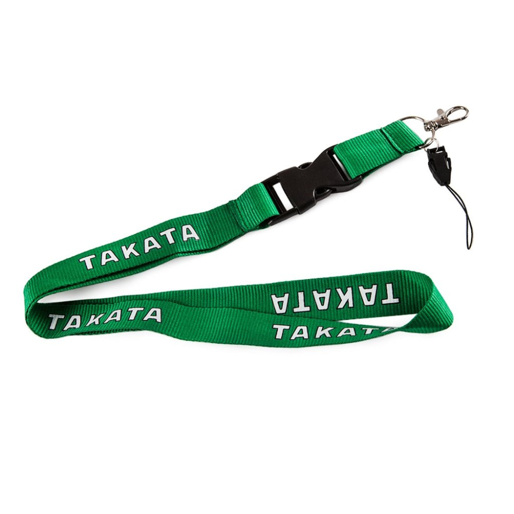 Takata lanyard in green with quick release and loop.