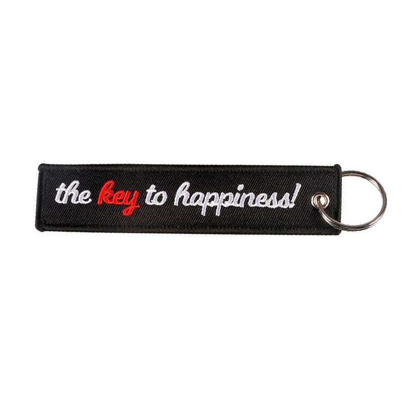 The Key To Happiness - Car Key Tag - Embroidered on both sides - Car and JDM Accessories