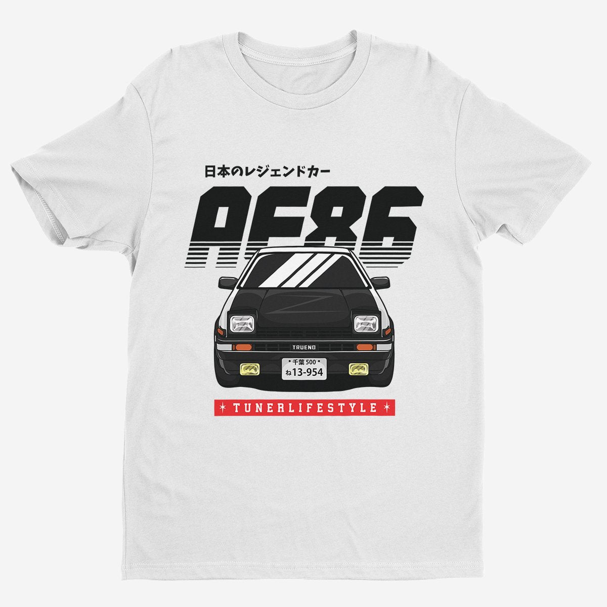 Toyota AE86 Trueno V2 - Car T-Shirt - White.