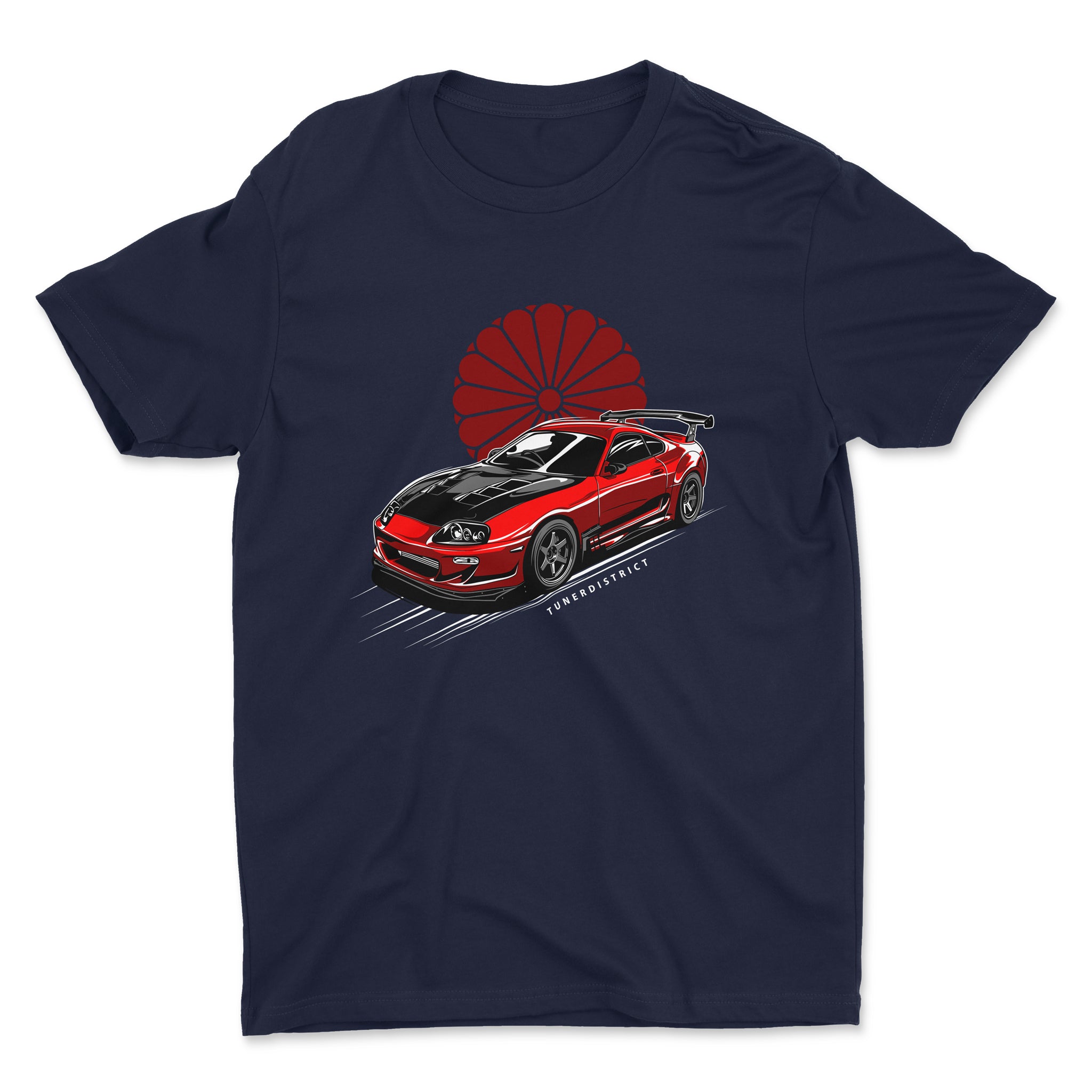 Toyota Supra MK4 JDM Car T-Shirt in Navy.